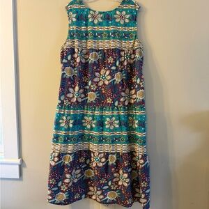 Floral Tiered Sun Dress in Teal and Plum
